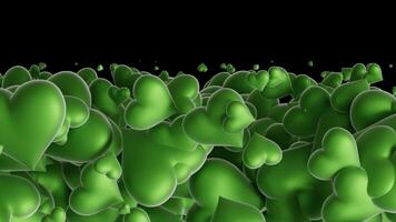 Transition of a Group of Green Hearts in Different Sizes video