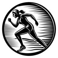 A silhouette of a woman sprinting, with dynamic lines emphasizing speed and determination. vector