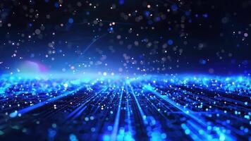 A mesmerizing blue digital scene with glowing lines and particles, perfect for illustrating technology and innovation themes. video