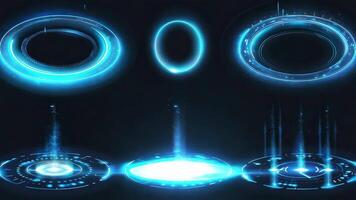 Abstract digital portals radiate blue light and energy, creating a mystical atmosphere for futuristic and sci-fi themes. video