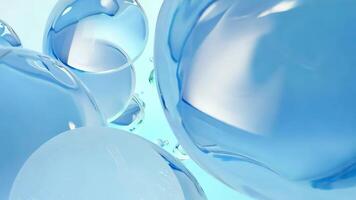 Delicate water bubbles floating on a serene blue background, creating a refreshing and tranquil atmosphere. video