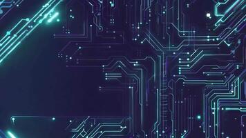 abstrato digital o circuito Projeto com néon azul linhas em uma Sombrio fundo, ideal para tecnologia e inovação temas. video