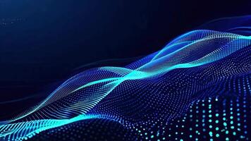 Vibrant blue digital waves with glowing dots, creating an abstract representation of technology and innovation. video