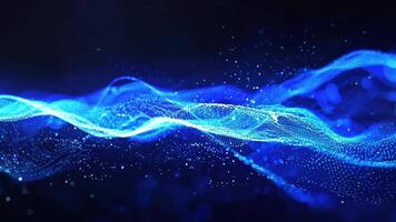 Vibrant blue wave flows in a dark background, showcasing beauty of light and movement, perfect for tech or abstract concepts. video