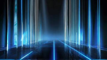 Stunning futuristic scene with glowing blue lights creating an abstract and immersive environment, perfect for digital art projects. video