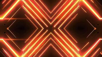 Vibrant abstract design featuring glowing orange lines in a striking geometric pattern against a dark background. video