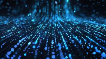 A mesmerizing blue glow creates a digital wave of lights, resembling a futuristic data stream or abstract technology design. video