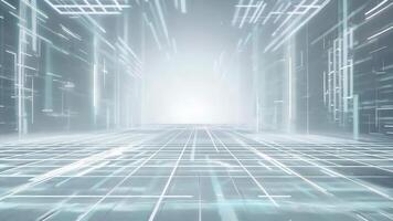 Futuristic abstract background with glowing lines and grid, representing technology and innovation in a digital environment. video