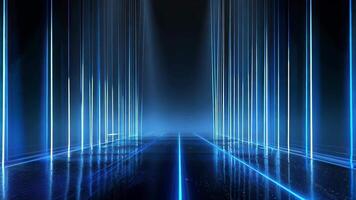 A stunning digital landscape featuring glowing blue lines and beams, creating a futuristic and high-tech atmosphere. video