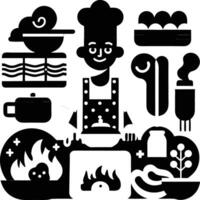Black and white illustration of a chef vector