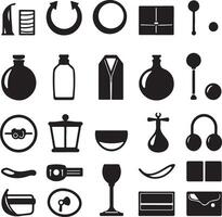 Various black and white icons of various objects vector