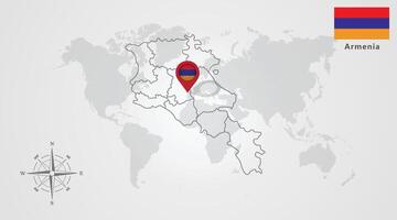 Armenia map outline and Armenia flag icon design, Template with the national flag and map vector