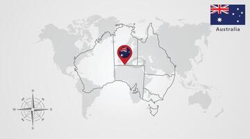Australia map outline and Australia flag icon design, Template with the national flag and map vector