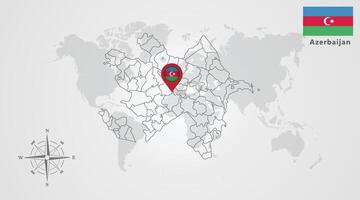 Azerbaijan map outline and Azerbaijan flag icon design, Template with the national flag and map vector