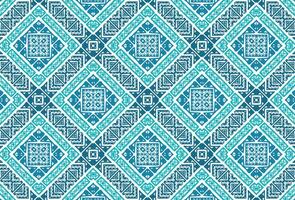Aztec blue color geometric pattern design vector
