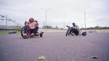 Exciting dynamic drift ride on a tricycle video