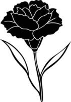 Black and White Carnation Icon. Bold Flower Silhouette for Graphic Design vector