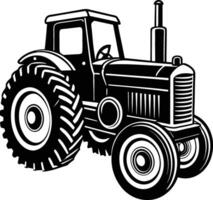 black old tractor silhouette on white background vector