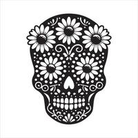 Hand-drawn Mexican Sugar Skull Art for Projects vector