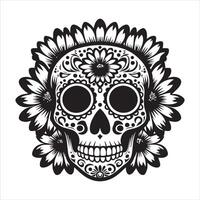 Decorative Sugar Skull with Floral Patterns Clipart vector