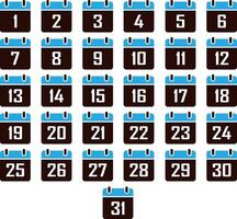 Flat Calendar, simple icon calendar 31 day of the month collection of calendar symbols vector