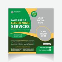 lawn and garden design social media post design template layout vector