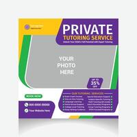 Private Tutor social media post design template vector