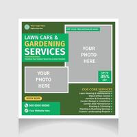 Professional lawn and garden design social media post design template layout vector