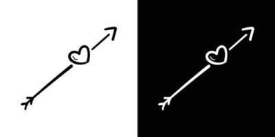 Hand drawn arrow heart line art background isolated vector