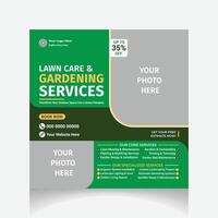 lawn and garden design social media post template layout vector