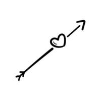 Hand drawn arrow heart line art background transparent isolated vector