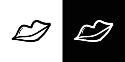 Hand drawn lips line art isolated background vector