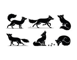 Minimal Arctic Fox Silhouette Collection Set vector