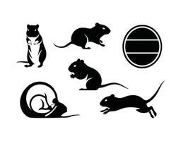 Professional Gerbil Silhouette Template Set vector