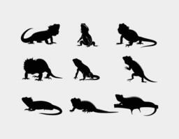 Bearded Dragon Silhouette Poses Template Design vector