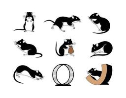 Gerbil Silhouettes in Various Fun Poses vector