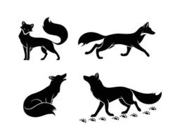 Minimal Arctic Fox Silhouettes with Elegant Poses vector