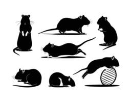 Clean and Bold Gerbil Silhouettes Template vector