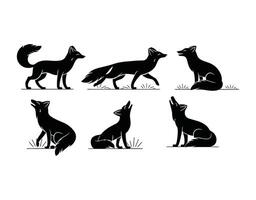 Elegant Arctic Fox Silhouette Collection vector