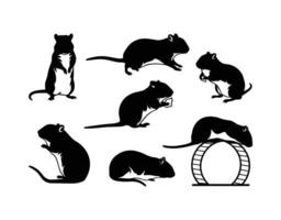 Gerbil Silhouettes in Clean and Bold Poses vector