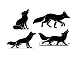 Sleek Arctic Fox Silhouette Collection vector