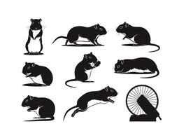 Solid Gerbil Silhouettes Collection Template vector
