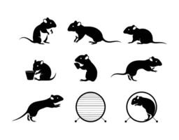 Minimal Gerbil Silhouette Collection Template vector