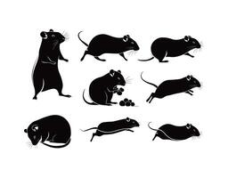 Clean Gerbil Silhouette Set Template vector