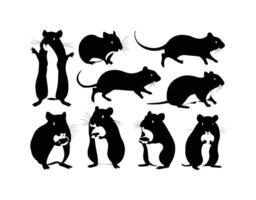 Silhouette Collection of Gerbils in Poses vector