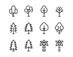 Tree Icons with Thin Outlines Template vector