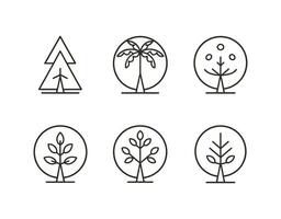 Line Art Tree Icon Set Template vector