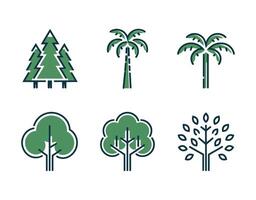 Thin Line Tree Designs Collection Template vector