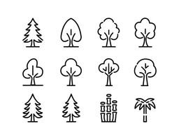 Set of Thin Line Tree Designs Template vector