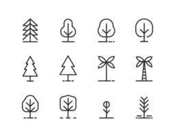 Linear Tree Icons Silhouette Collection Template vector